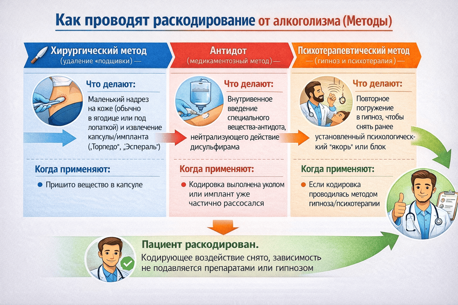 Как проводят раскодирование от алкоголизма в клинике Похмелочная